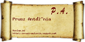 Prusz Antónia névjegykártya